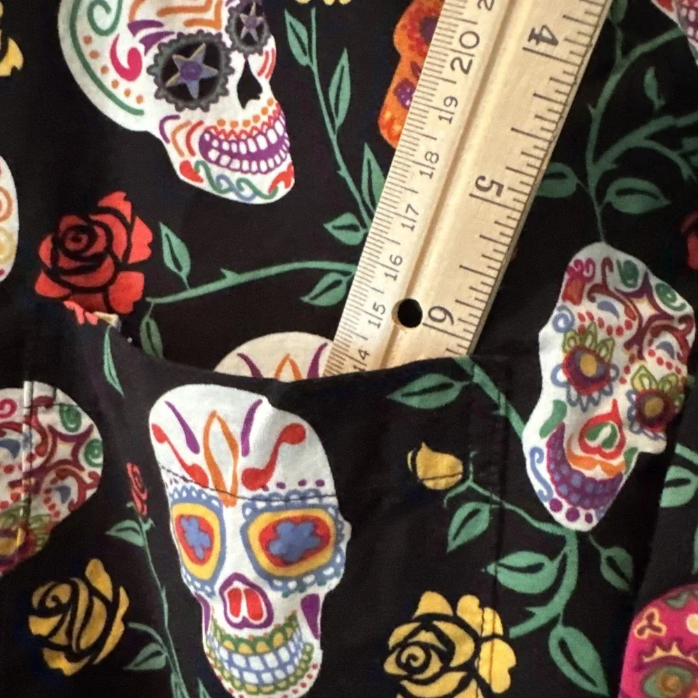 David Carey Originals Mens LG Dia De Los Muertos Sugar Skulls Button Up Shirt
